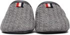 Thom Browne Grey Cashmere Cable Slippers