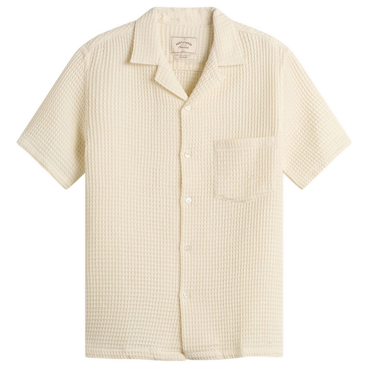 Portuguese Flannel Men's Honey Comb Vacation Shirt in White