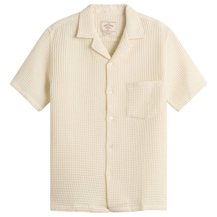 Photo: Portuguese Flannel Men's Honey Comb Vacation Shirt in White