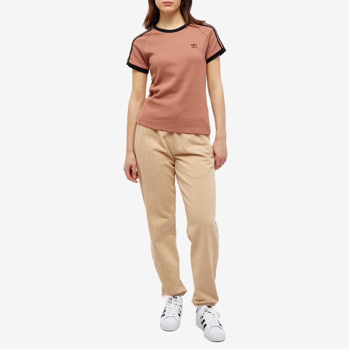 Clay Adidas Slim T-Shirt Women\'s 3-Stripe adidas in Strata