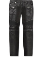 Balmain - Slim-Fit Distressed Coated Jeans - Black