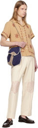 HARAGO Brown Embroidered Snowflake Shirt