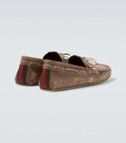 Gucci Web Stripe leather boat shoes