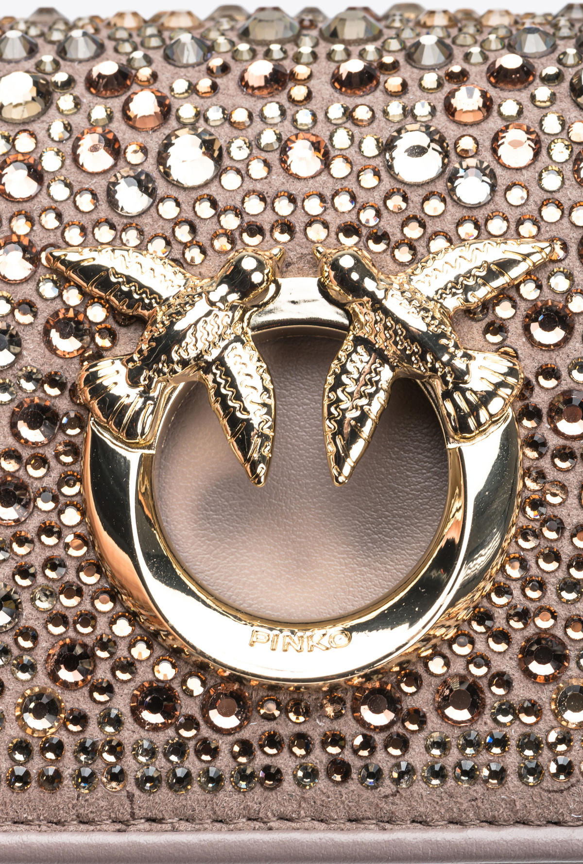 Pinko Rhinestone Clutch Micro Love Bag With Removable Shoulder 