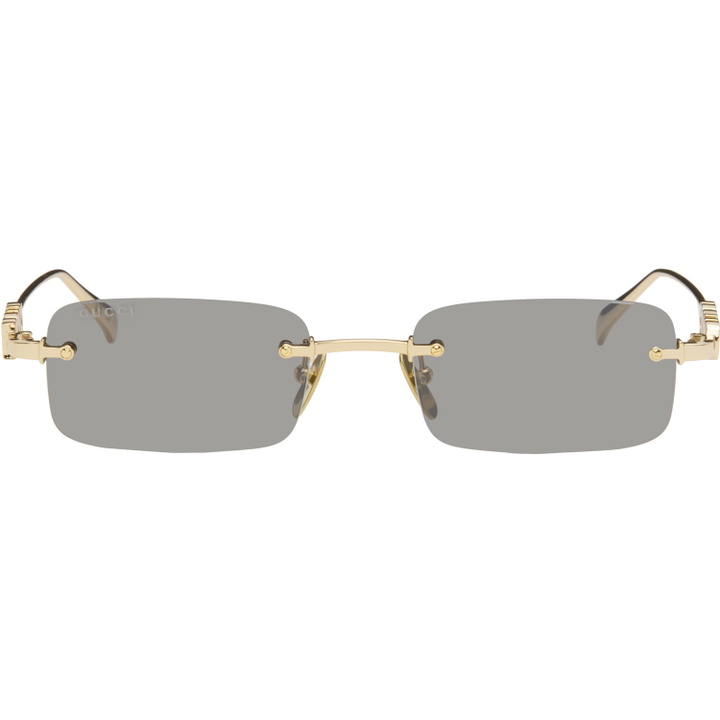 Photo: Gucci Gold Rectangular Frame Sunglasses