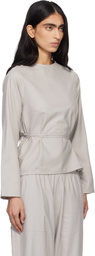 Baserange Taupe Long Sleeve Apron Top