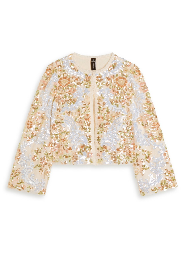 Photo: Needle & Thread Baroque Sequin-embellished Tulle Jacket Cream