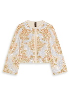 Needle & Thread Baroque Sequin-embellished Tulle Jacket Cream