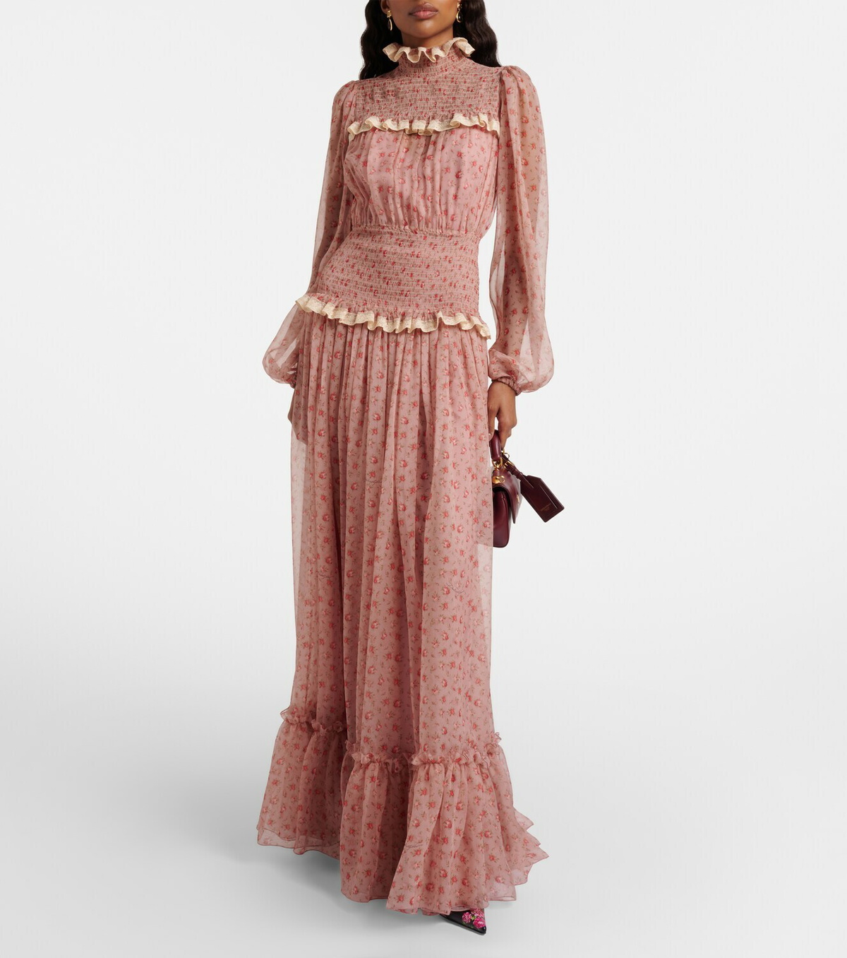 Dolce&Gabbana Floral silk and cotton chiffon gown