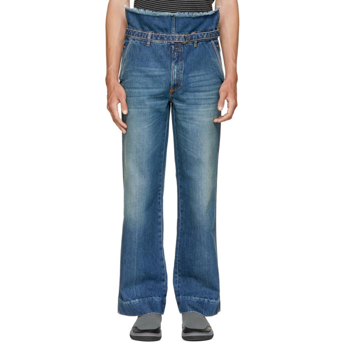 Maison Margiela Blue High-Rise Dungaroo Jeans
