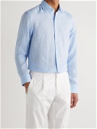HUGO BOSS - Cutaway-Collar Linen Shirt - Blue