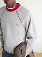AMI PARIS - Logo-Appliquéd Cotton-Blend Jersey Sweatshirt - Gray