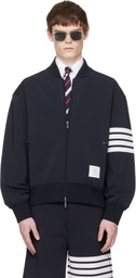 Thom Browne Navy Printed 4-Bar Bomber Jacket