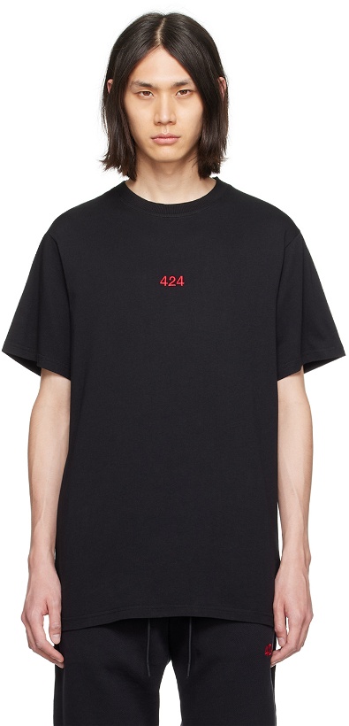 Photo: 424 Black Embroidered T-Shirt