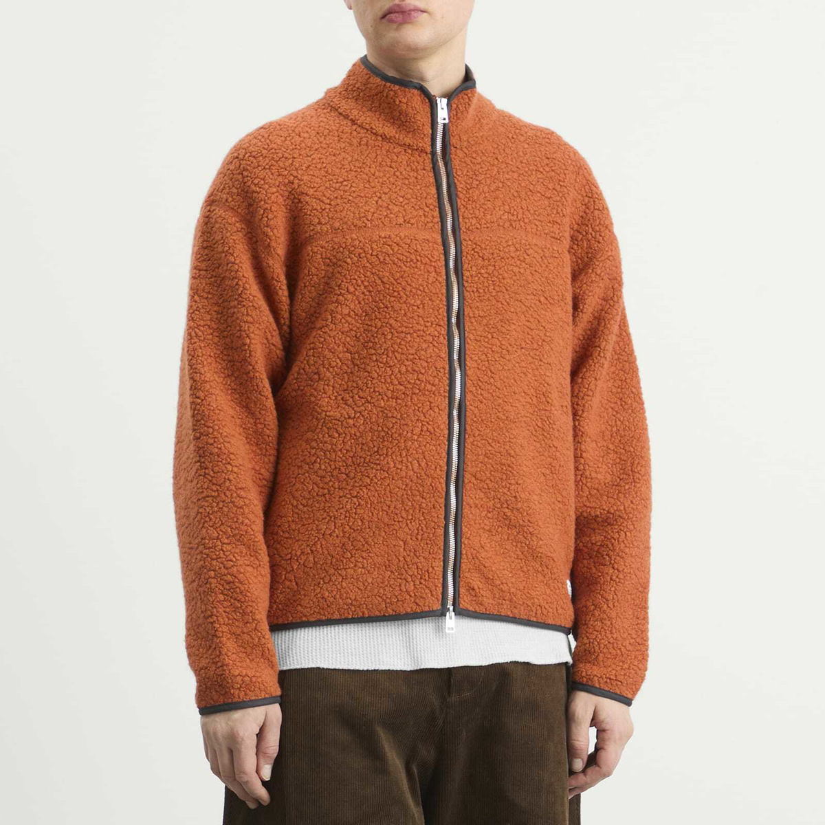 Norse Projects Men's Bjorn Sherpa Wool Fleece Jacket in Golden Orange