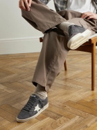 Golden Goose - Ball Star Distressed Suede-Trimmed Leather Sneakers - Gray