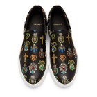 Versace Black and Multicolor Jewel Slip-On Sneakers