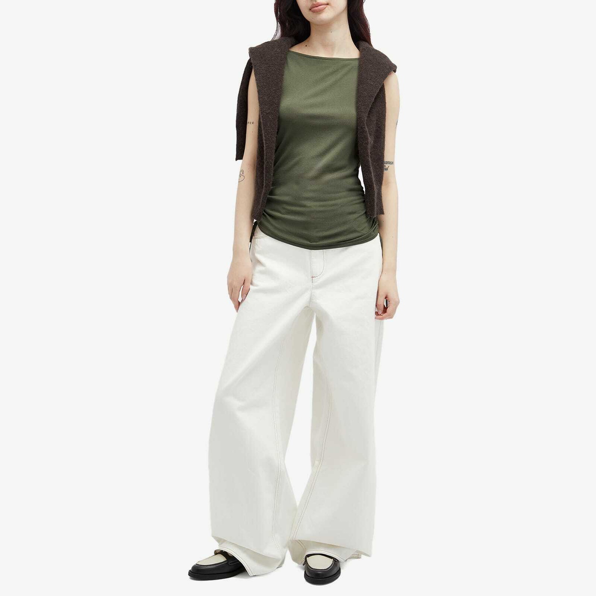SIR. Women's Yoland Ruched Tank Top in Khaki