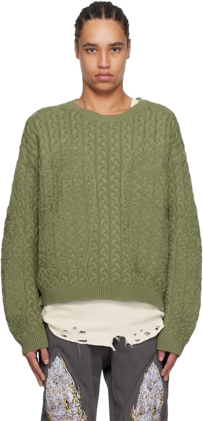 Photo: Who Decides War Green Lagoon Cable Knit Sweater