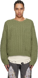 Who Decides War Green Lagoon Cable Knit Sweater