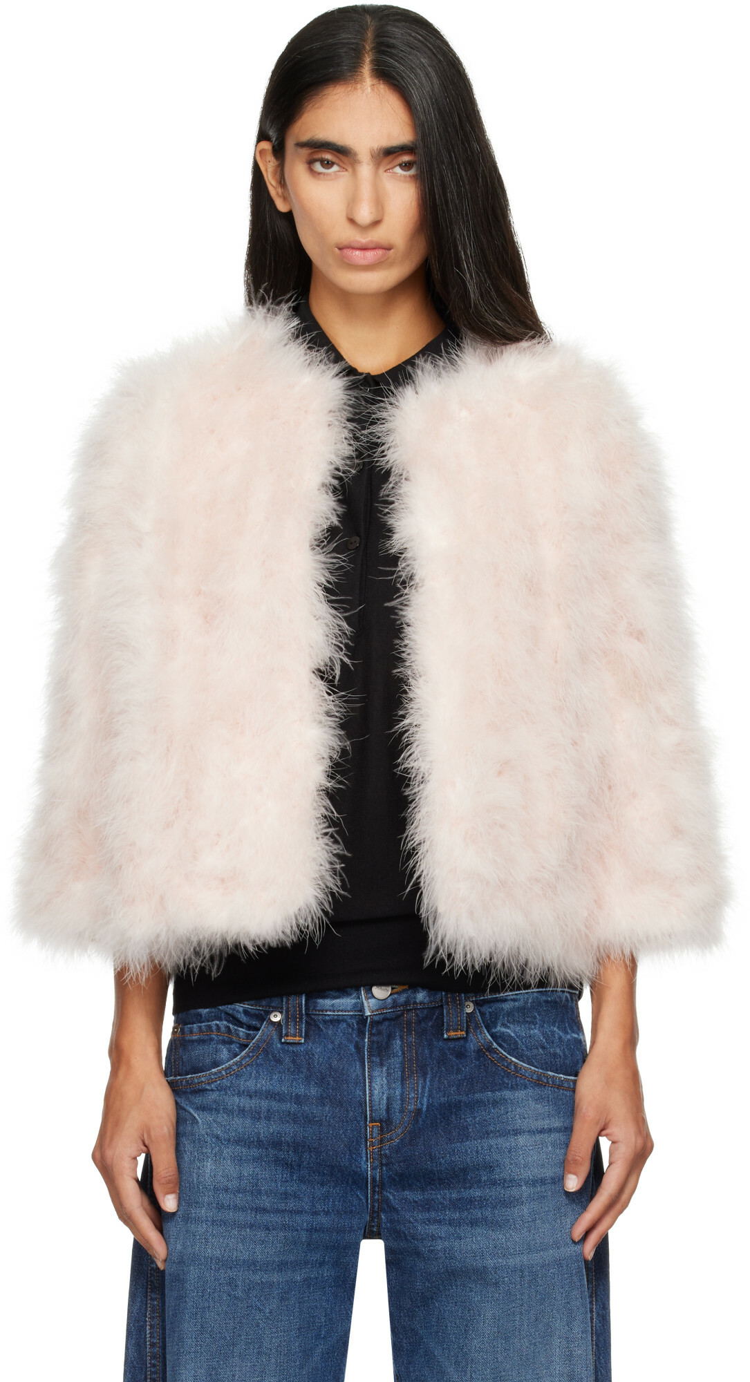 Yves Salomon Pink Turkey Feather Jacket