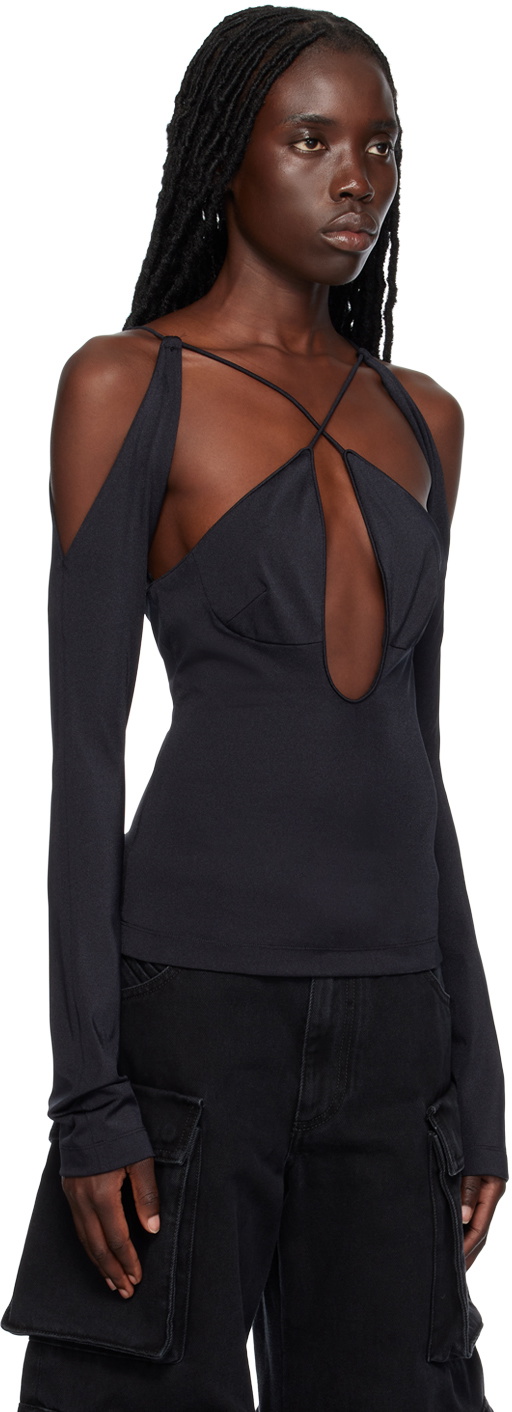 The Attico Black Zane Blouse