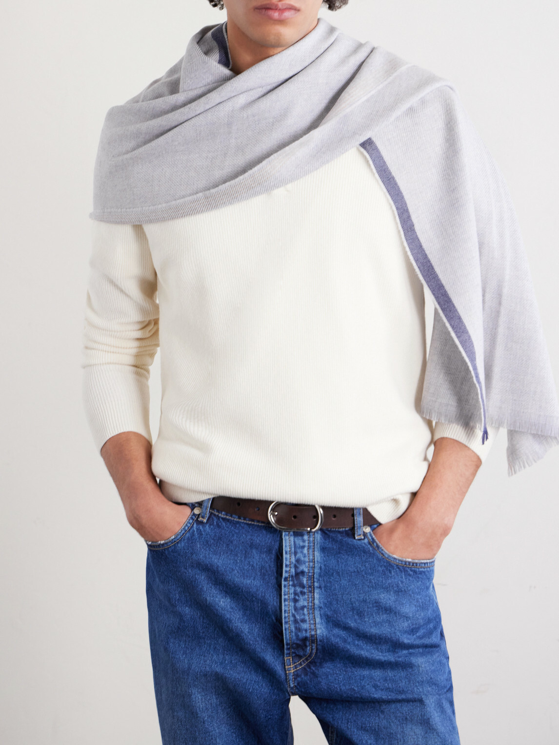Brunello Cucinelli - Fringed Wool and Cashmere-Blend Scarf