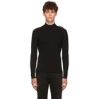 Balenciaga Black Silk Rib Knit Turtleneck