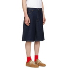 Casablanca Blue Wide-Leg Denim Shorts