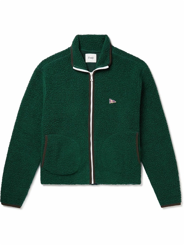 Photo: Drake's - Throwing Fits Logo-Embroidered Wool-Blend Fleece Jacket - Green