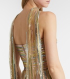 Elie Saab Scarf-detail sequined gown
