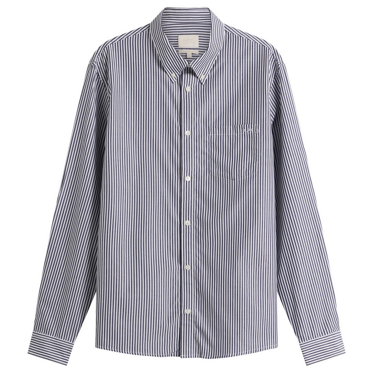 A.P.C. Men's New Greg Stripe Poplin Shirt in False Black