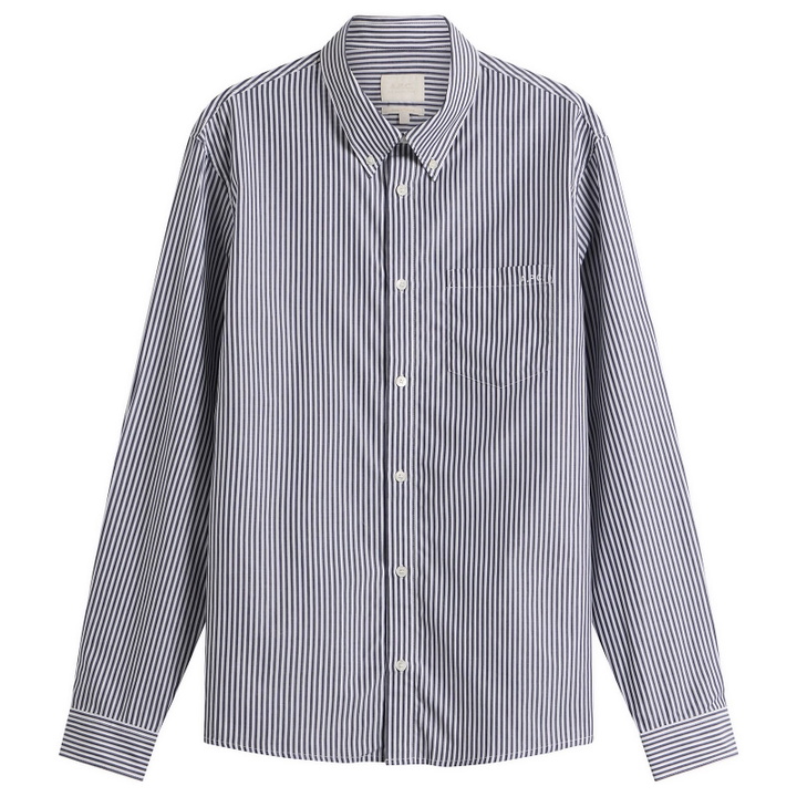 Photo: A.P.C. Men's New Greg Stripe Poplin Shirt in False Black