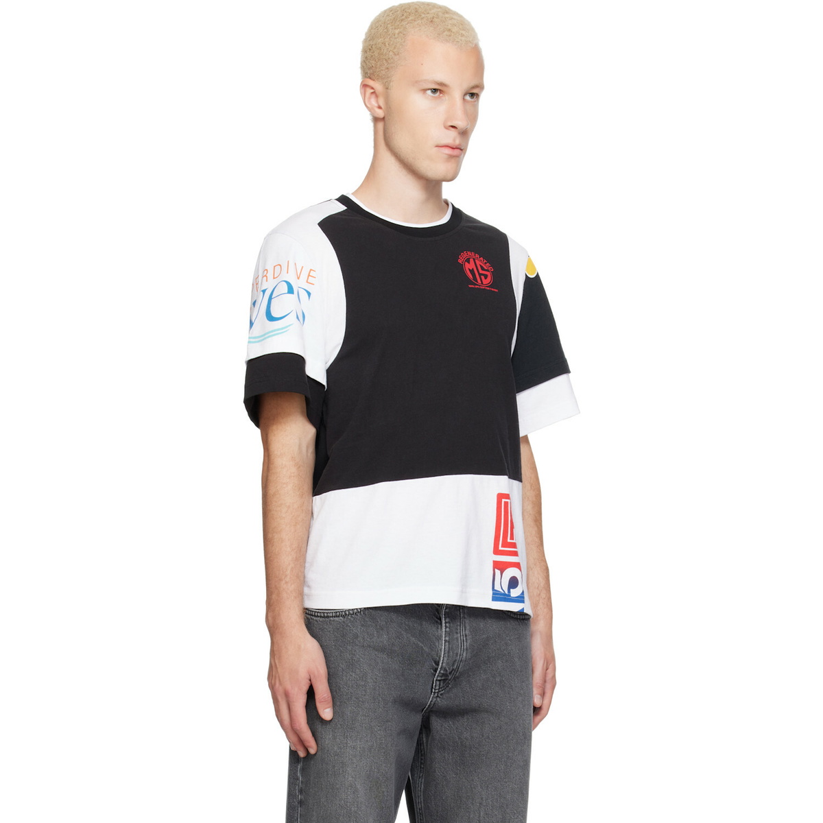 Marine Serre Black & White Regenerated Graphic Jersey Layered T-shirt