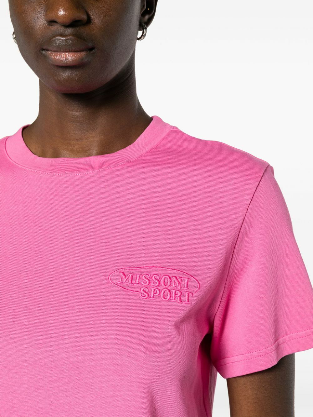 Missoni Pink Logo-Embroidered Cotton T-Shirt Missoni