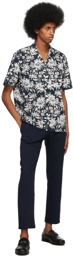 Isaia Navy & White Camp Collar Floral Shirt