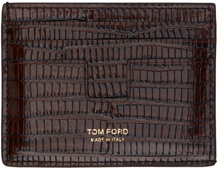 Photo: TOM FORD Brown Croc-Embossed TF Card Holder