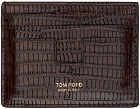 TOM FORD Brown Croc-Embossed TF Card Holder