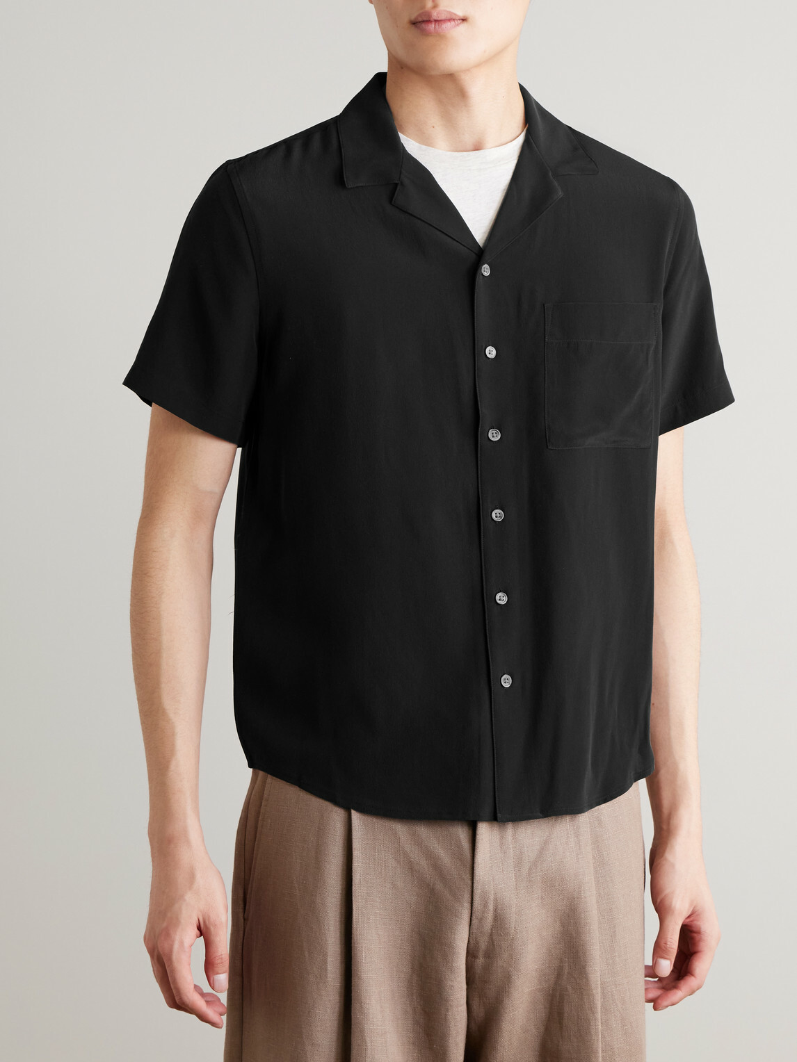 Onia - Vacation Camp-Collar Silk-Crepe Shirt - Black
