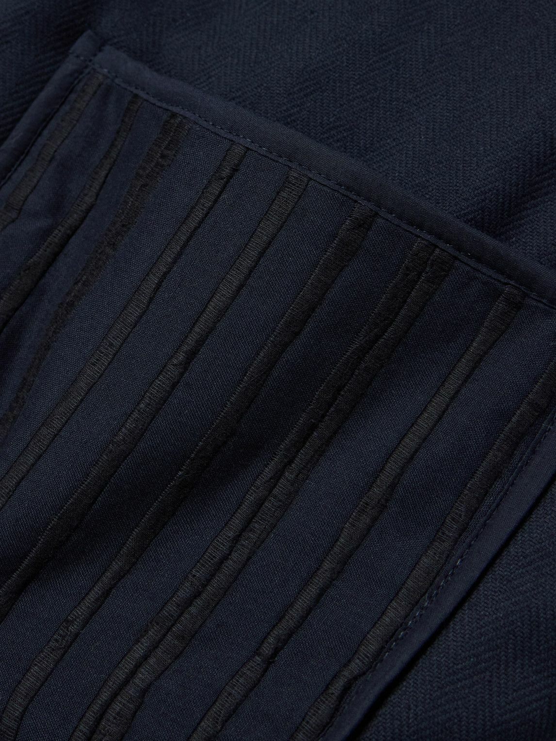 Kardo - Amardeep Embroidered Cotton-Herringbone Jacket - Blue