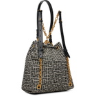 BALMAIN Black Pulse Monogram Jacquard Backpack