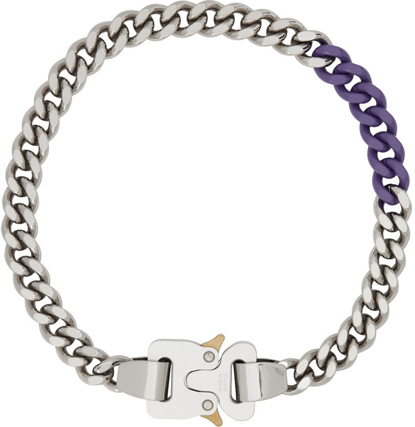 1017 ALYX 9SM Silver & Purple Buckle Necklace