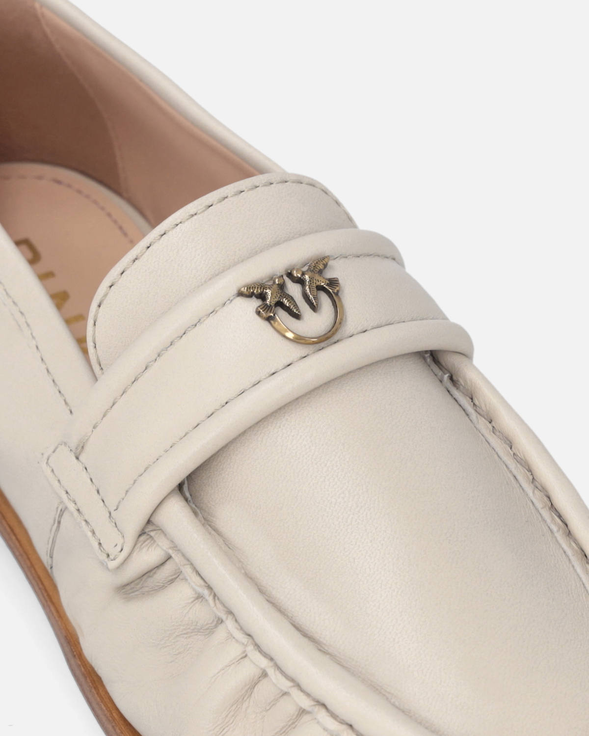 Pinko Nappa Leather Moccasins With Logo Yoghurt