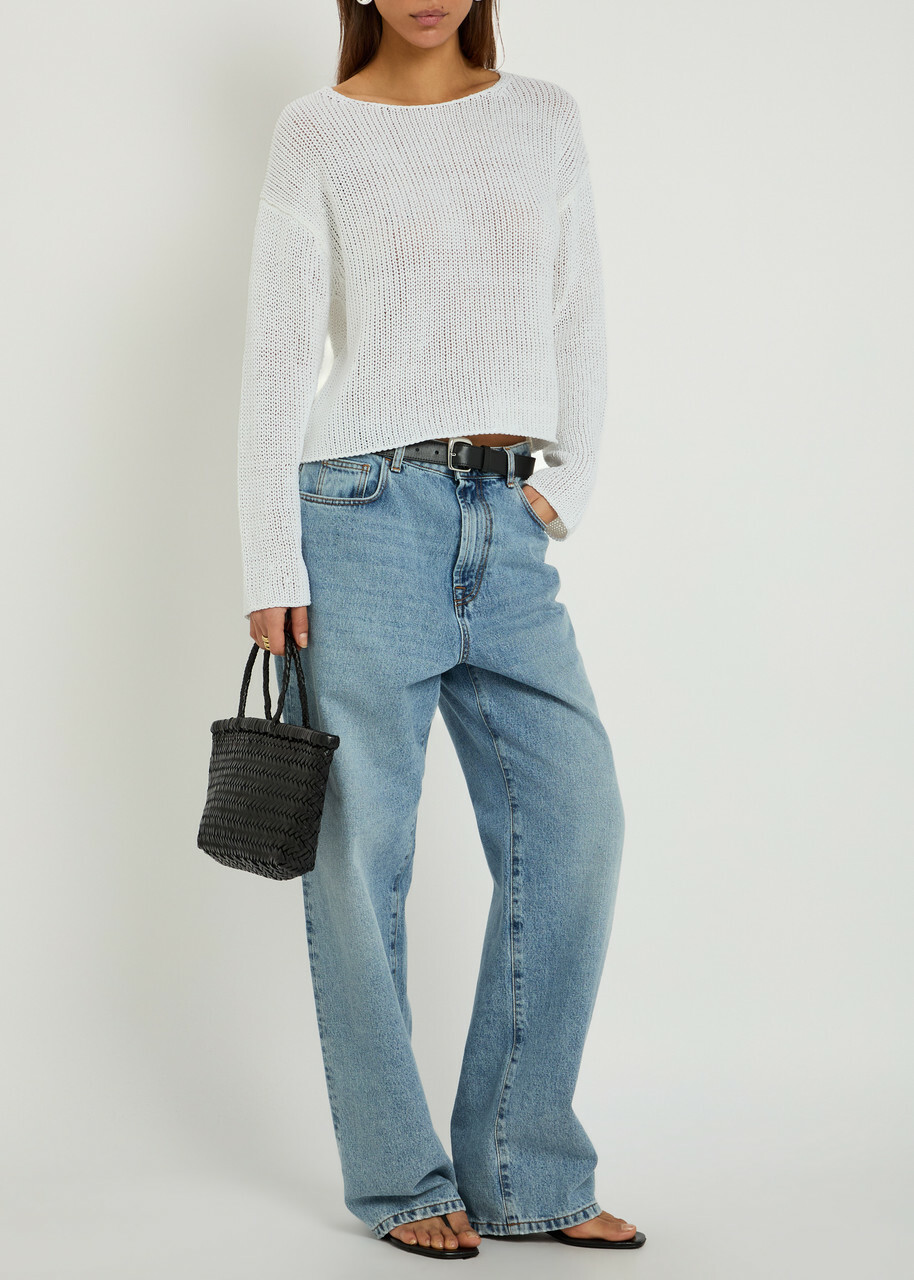Vince Open-knit Cotton-blend Jumper White