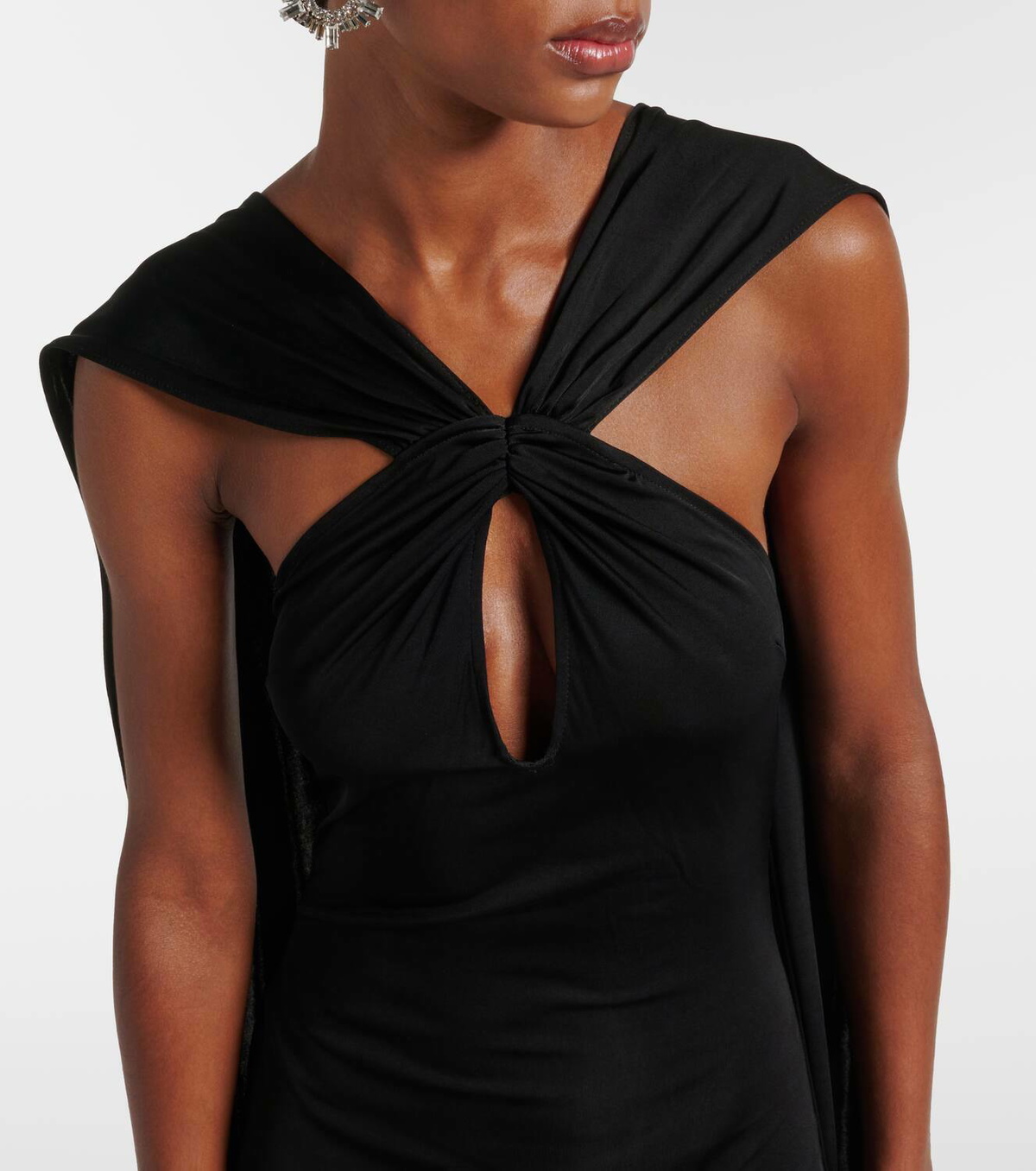 The New Arrivals Ilkyaz Ozel Cutout caped halterneck gown