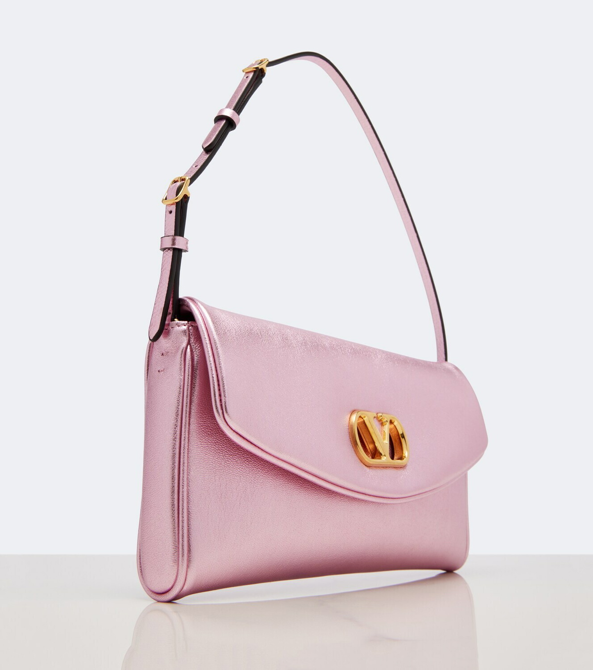 Valentino Garavani DeVain Small metallic leather shoulder bag