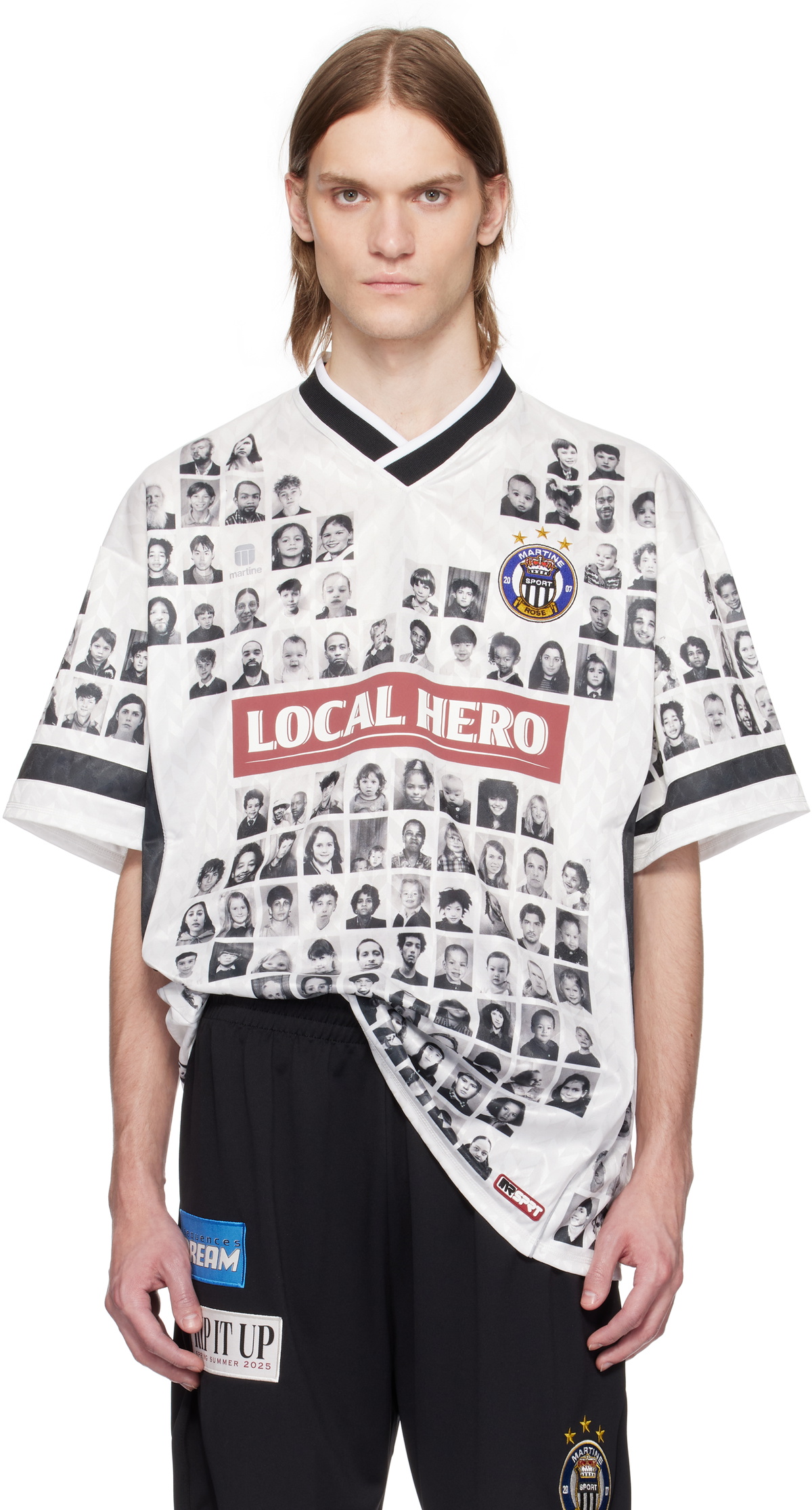 Martine Rose White Printed 'Local Hero' Football Jersey Martine Rose