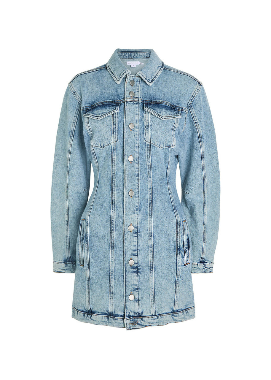 Good American Panelled Stretch-denim Mini Dress Indigo