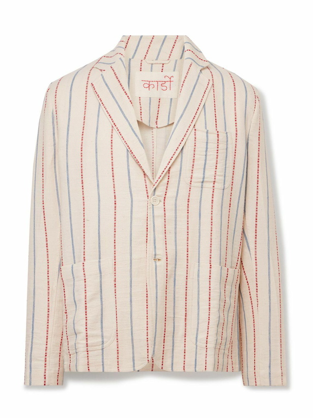 Photo: Kardo - Unstructured Striped Cotton-Canvas Suit Jacket - Neutrals
