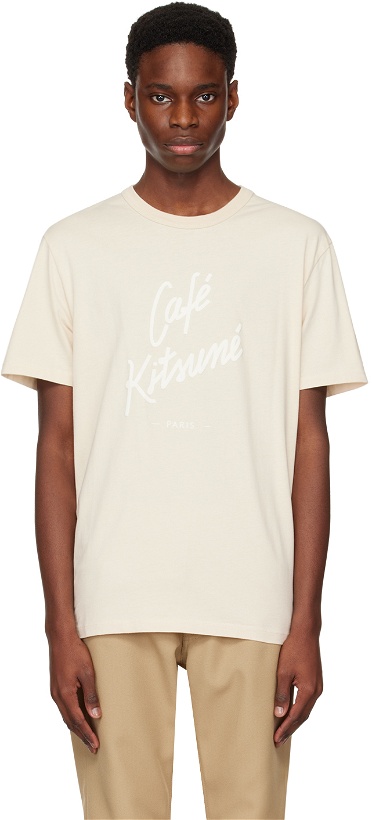 Photo: Maison Kitsuné Beige 'Café Kitsuné' T-Shirt